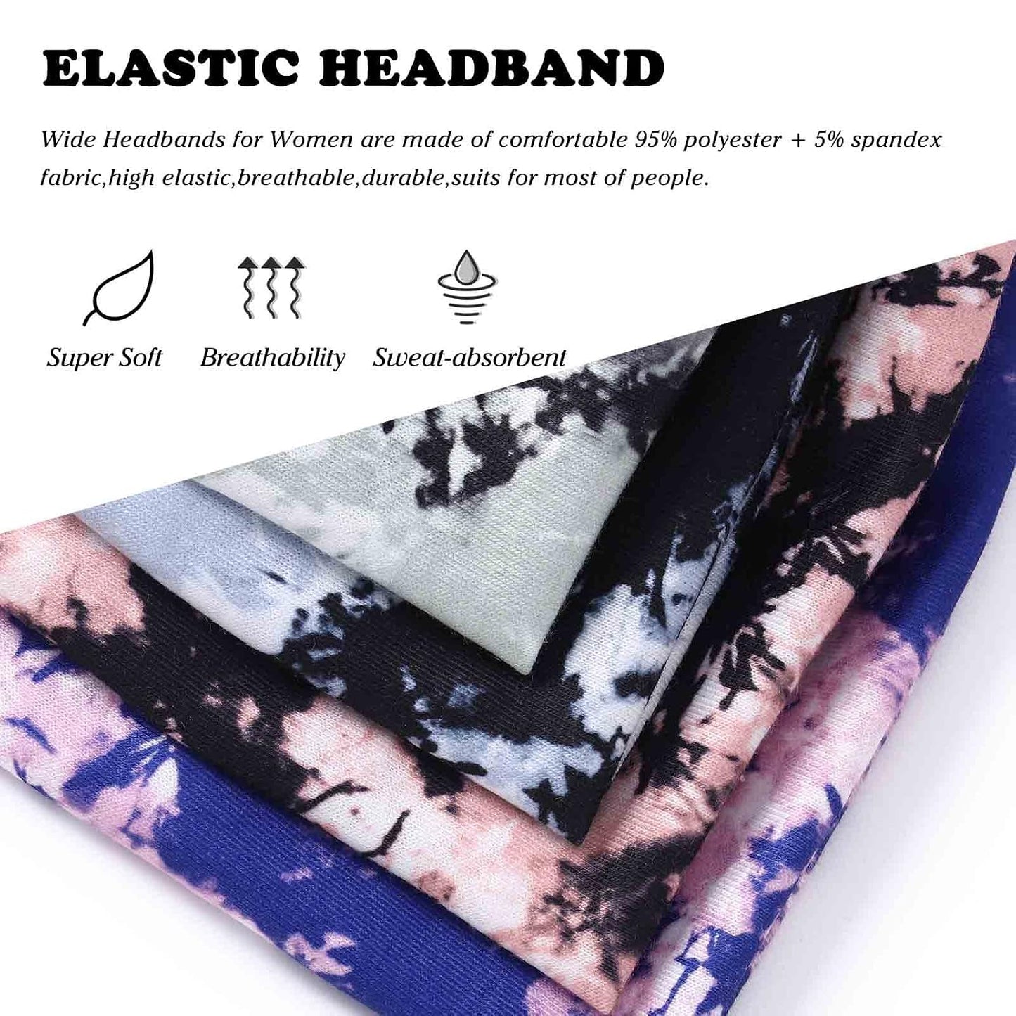Acenail Diademas Anchas Paquete de 4 (Tie Dye B, Leopardo, Bandas p...