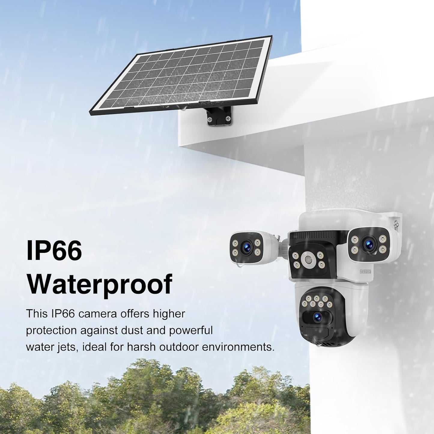 EVERSECU Cámara de Seguridad PTZ WiFi Inalámbrica Solar de Triple L...