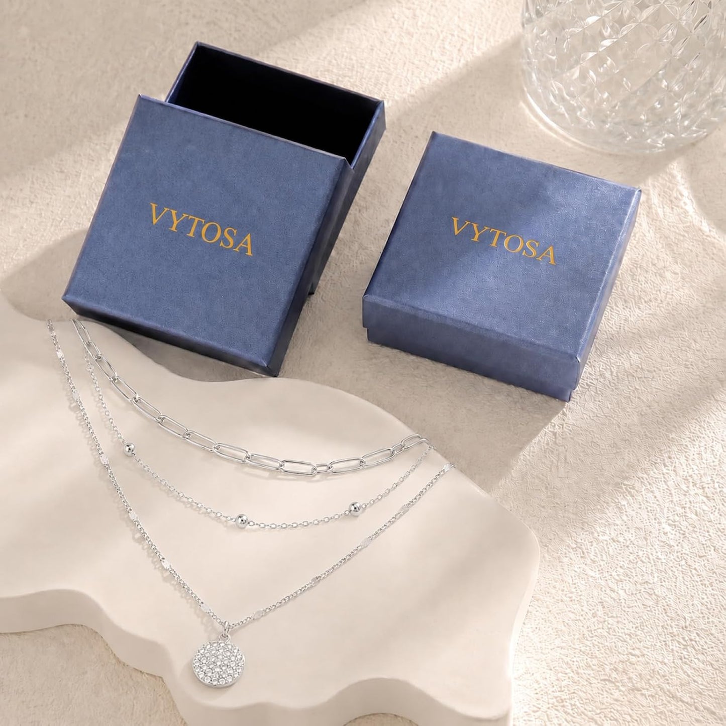 VYTOSA Collares en capas para mujer, juego de collar de oro platead...