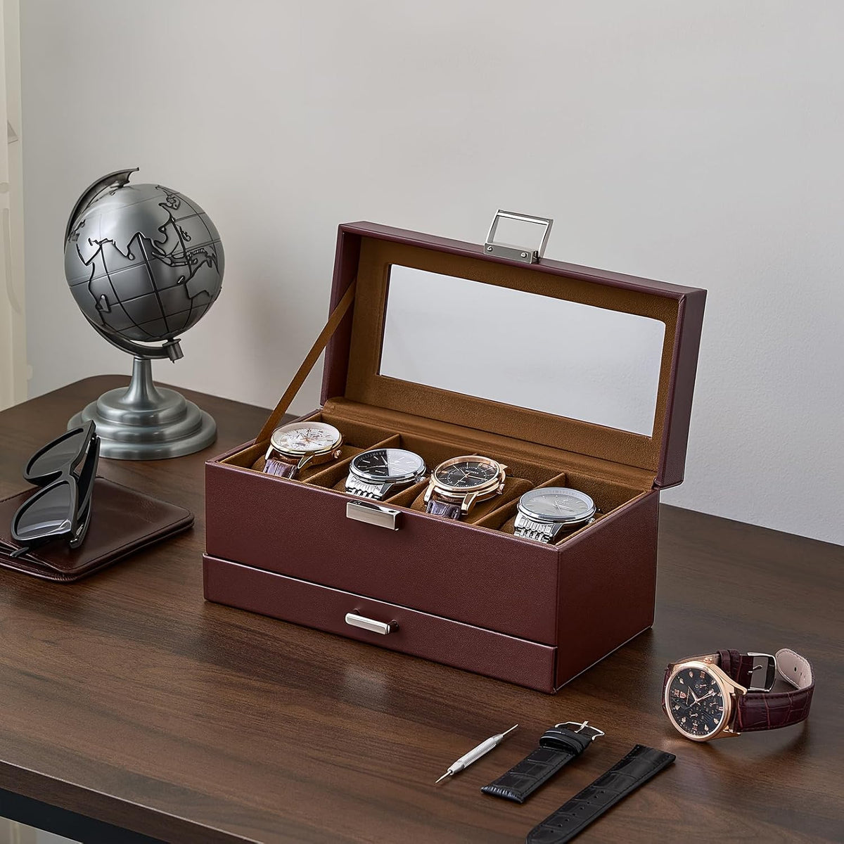 ProCase Estuche para reloj, organizador de caja de reloj con 4 ranu...