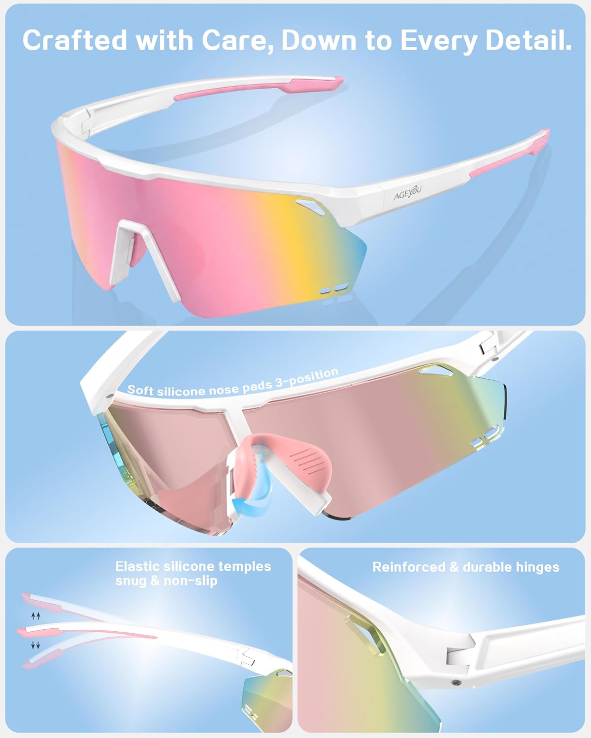 AGEYOU Gafas de sol deportivas polarizadas para hombres y mujeres |...