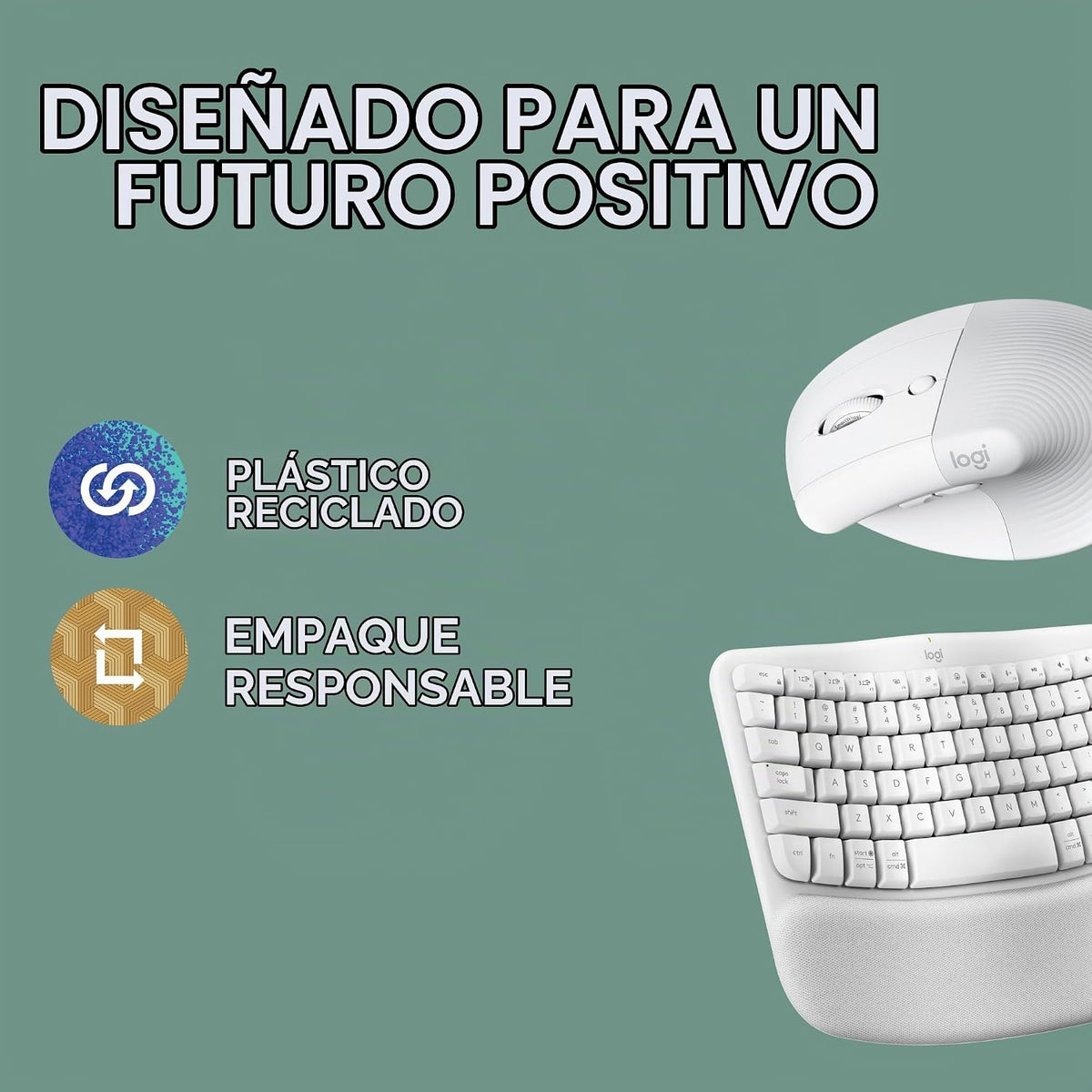 Logitech Wave Keys - Teclado ergonómico inalámbrico con reposamanos...