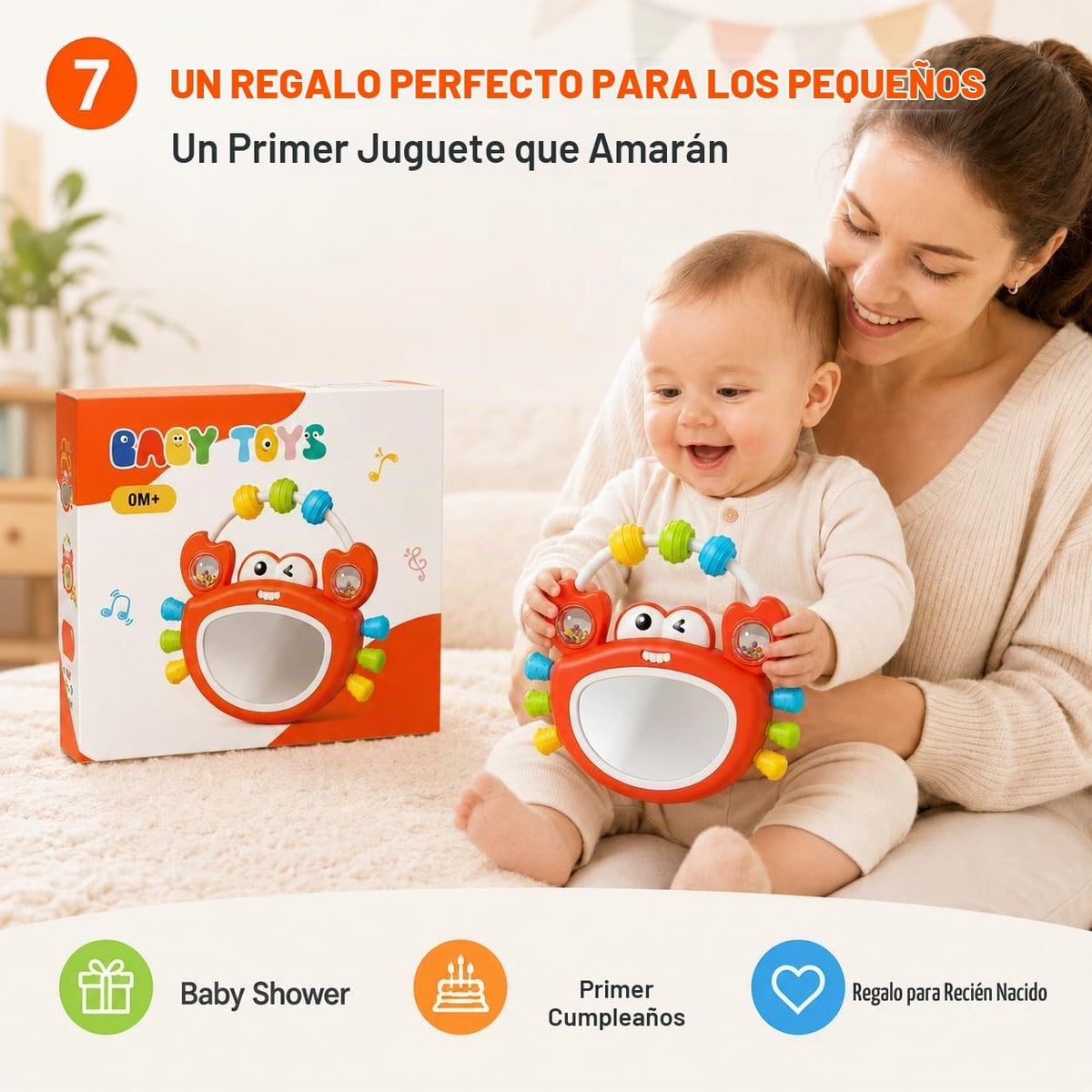 Juguetes para bebés de 0 a 12 meses, juguete de espejo para bebé co...