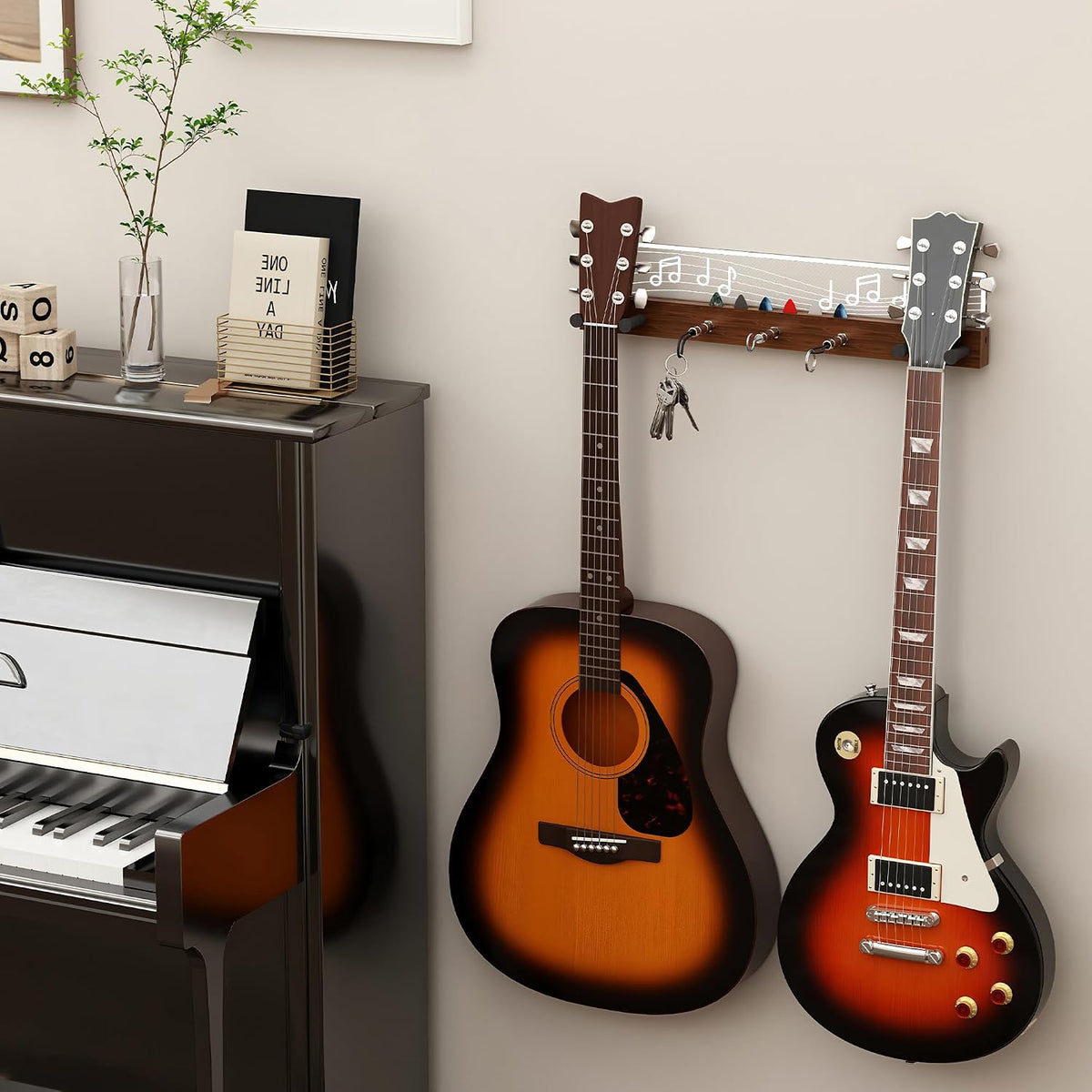 CoolGift Mart Soporte de pared para guitarra iluminado, capacidad p...