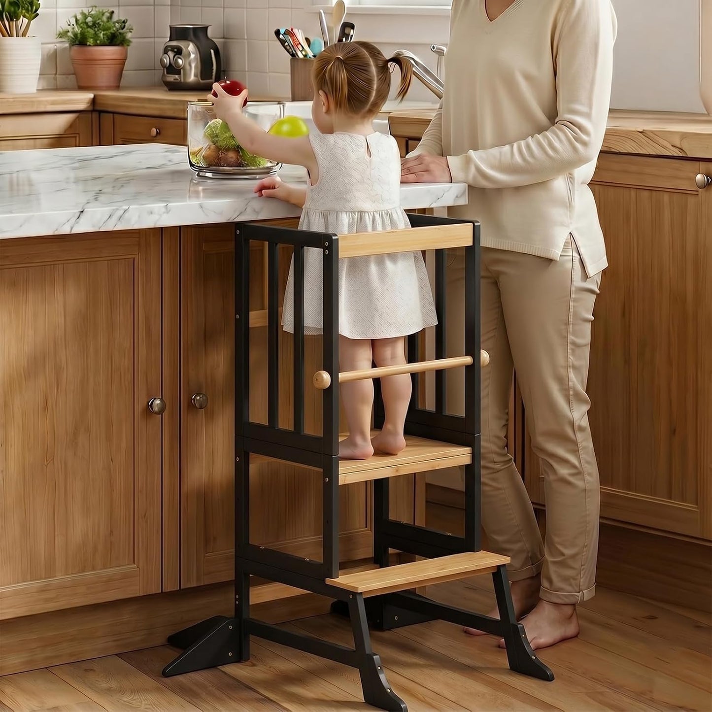 COSYLAND Torre de Pie para Niños Pequeños - Taburete Ayudante de Co...