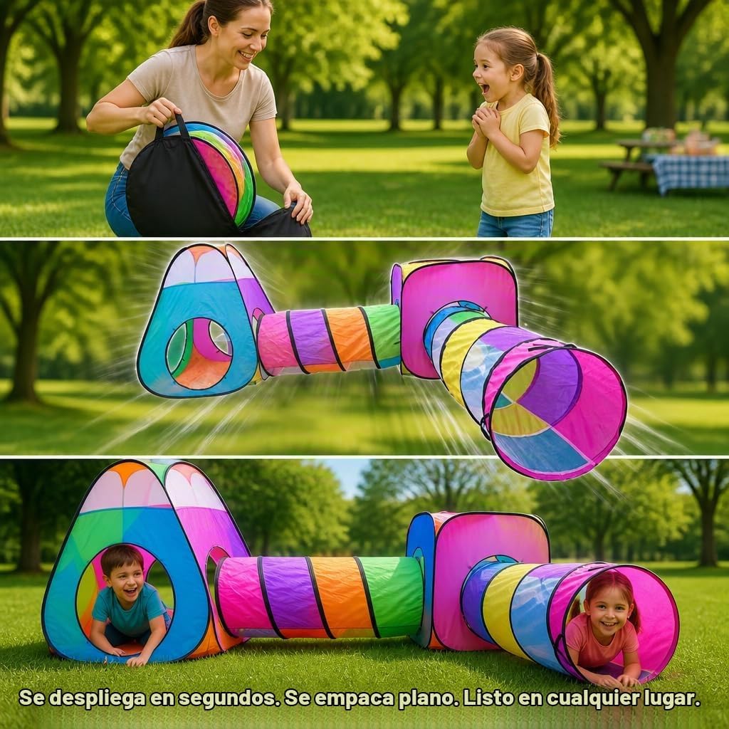 NUBUNI Tienda de Juego Emergente para Niños de 4 Piezas: 2 Túneles...