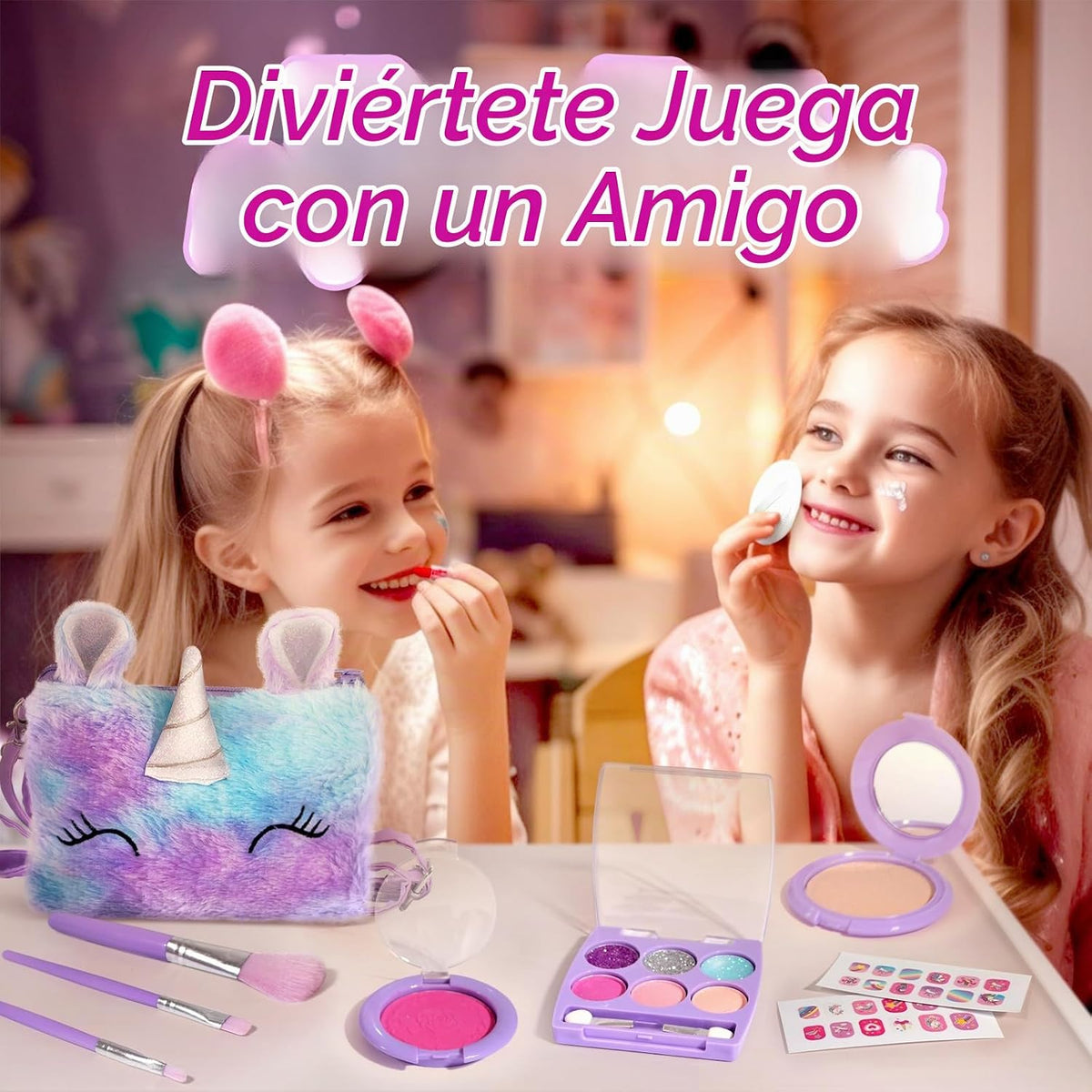 ULOVEME - Kit de maquillaje real para niñas pequeñas, juguete de ma...