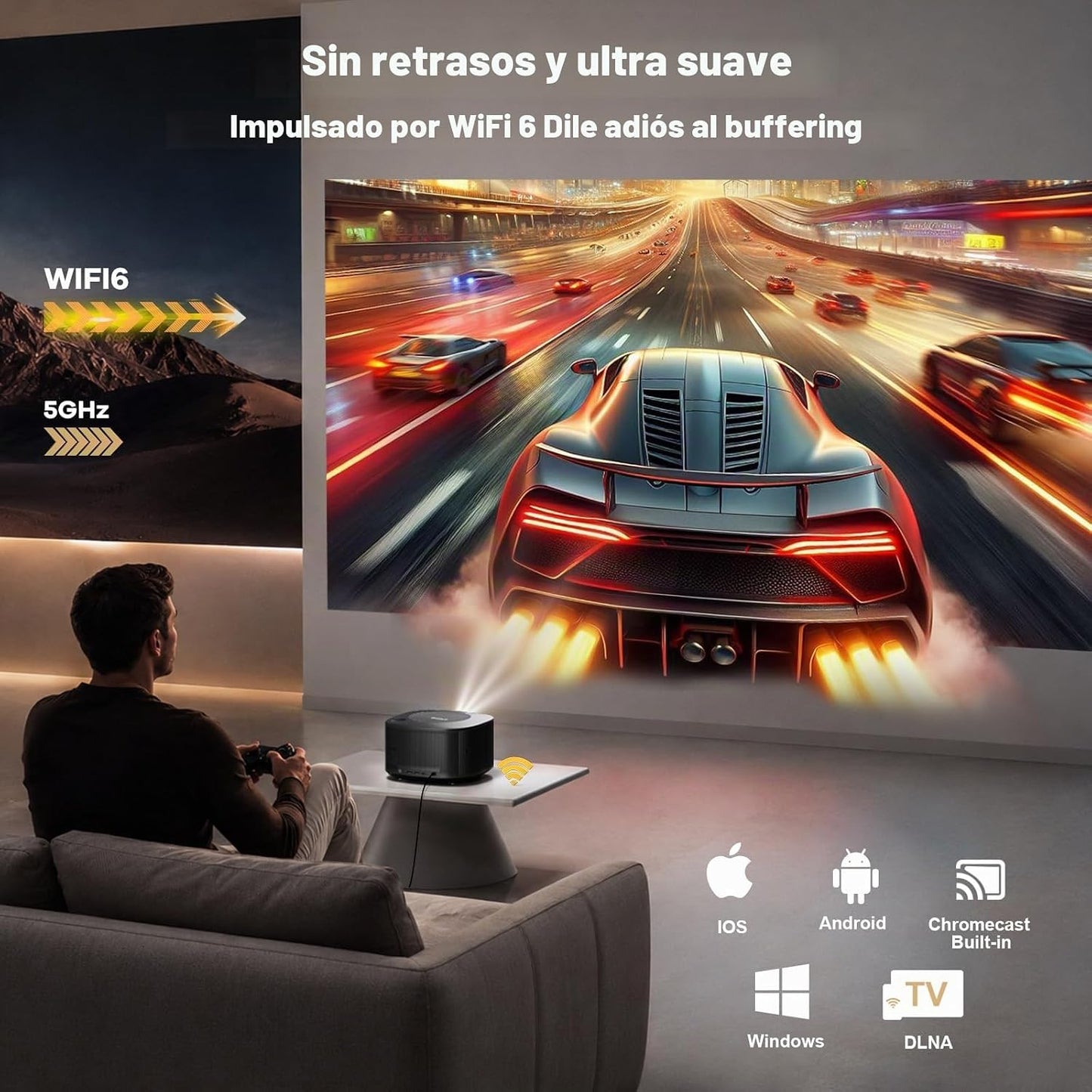 ONOAYO Proyector para exteriores 4K con audio Dolby de 60 W y aplic...