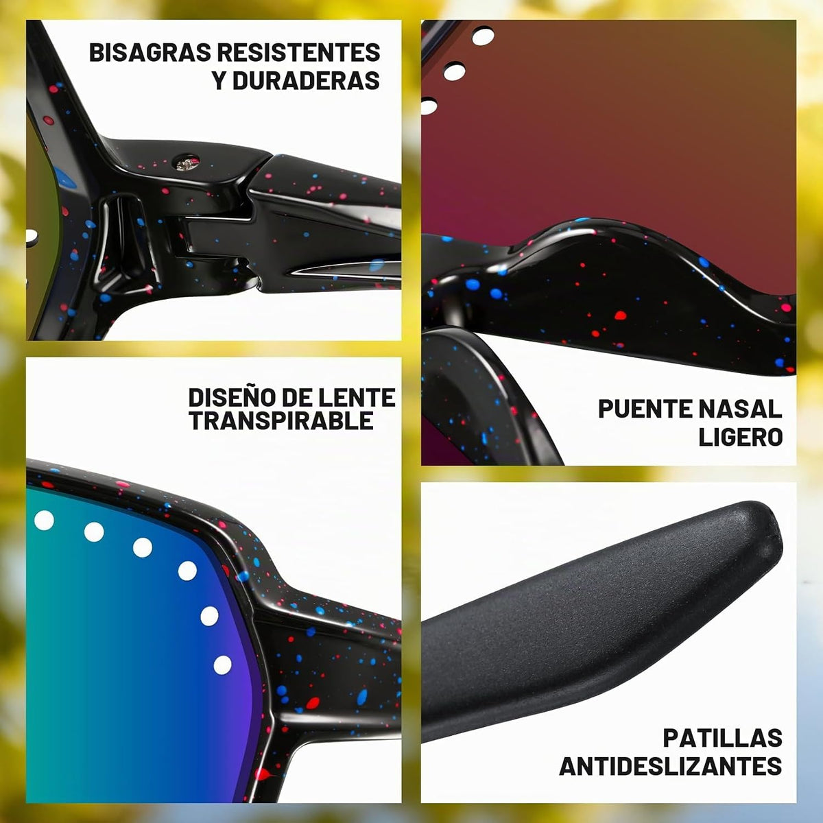 KUGUAOK Gafas de sol polarizadas deportivas para hombre y mujer, ga...