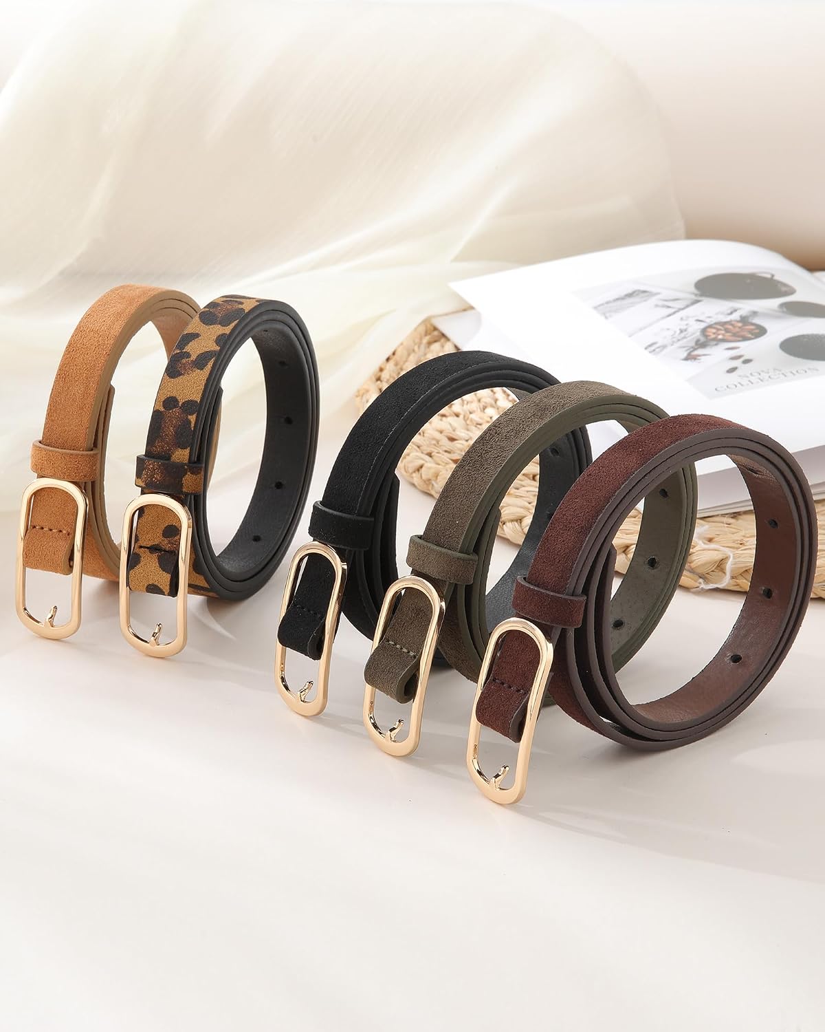 AWAYTR Paquete de 3 cinturones ajustados para mujer, cinturón de ci...