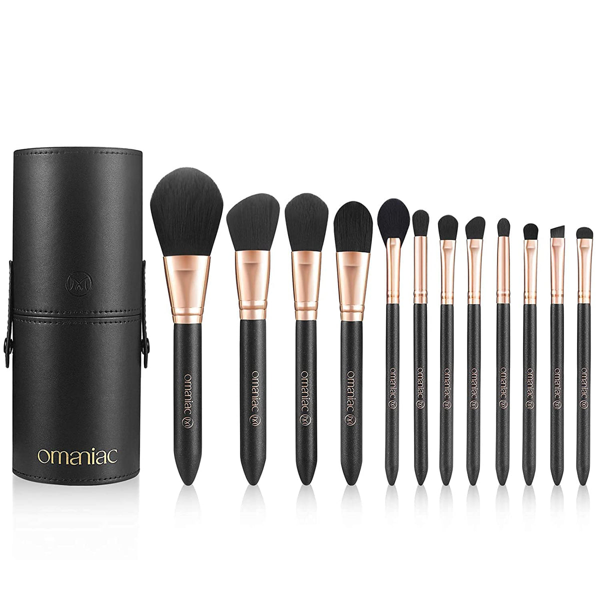OMANIAC Juego de brochas de maquillaje profesional, 12 brochas de m...