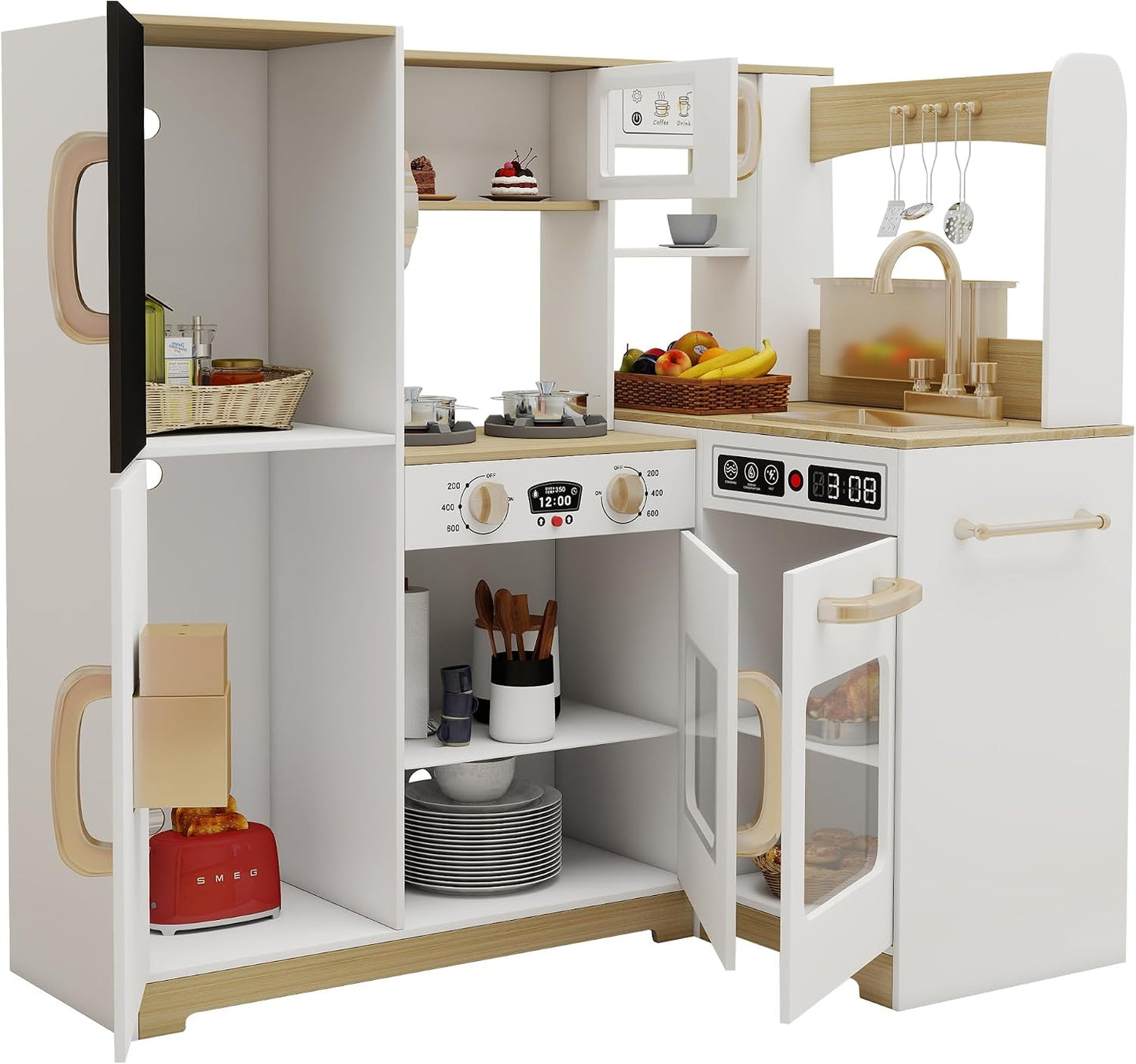 TaoHFE Cocina de Jugar de Esquina Blanca con Luces, Juego de Cocina...