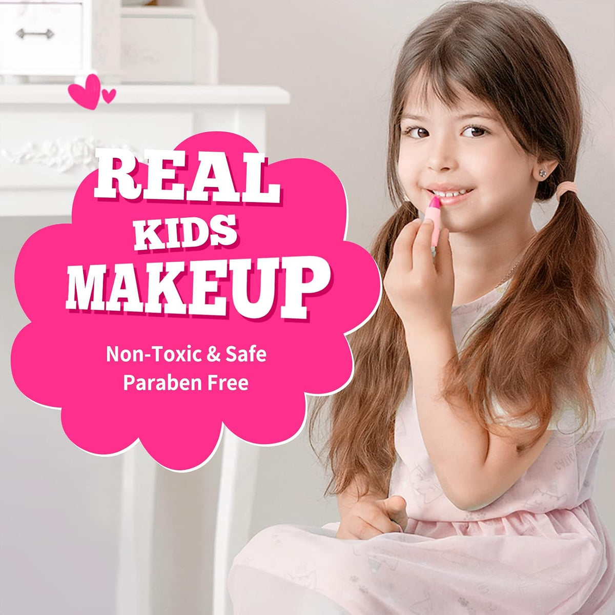 ULOVEME Kit de maquillaje lavable para niñas de 4 a 6 años con mone...