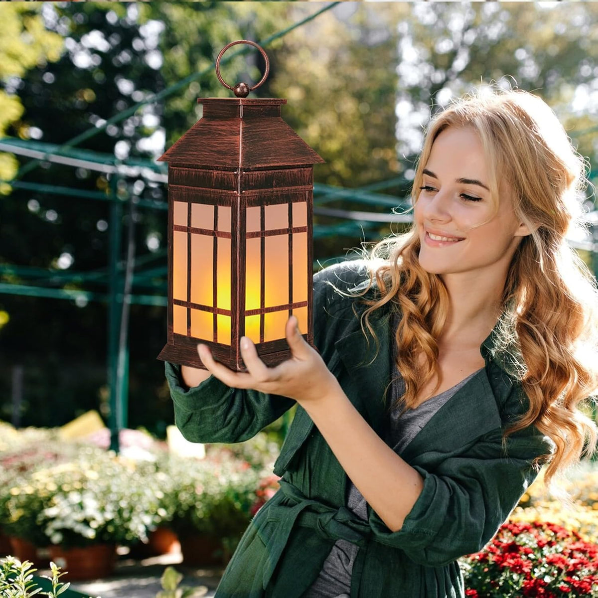 Faroles solares de vidrio de 18 pulgadas impermeables para exterior...