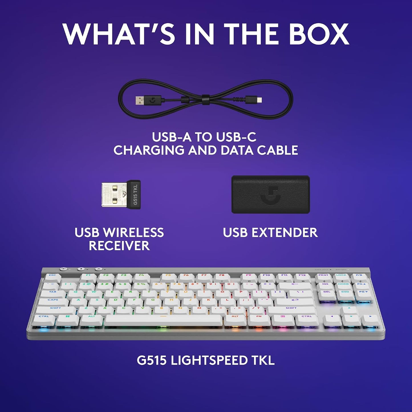 Logitech G Teclado inalámbrico para juegos 515 Lightspeed TKL (line...