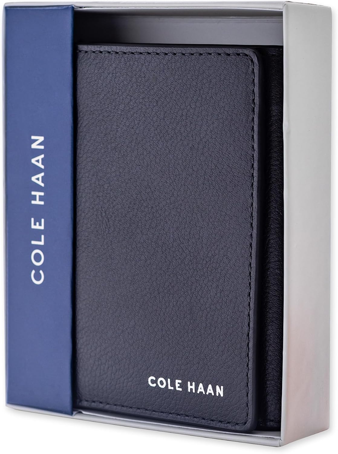 Cole Haan Billetera compacta de cuero para hombre con triple pliegu...