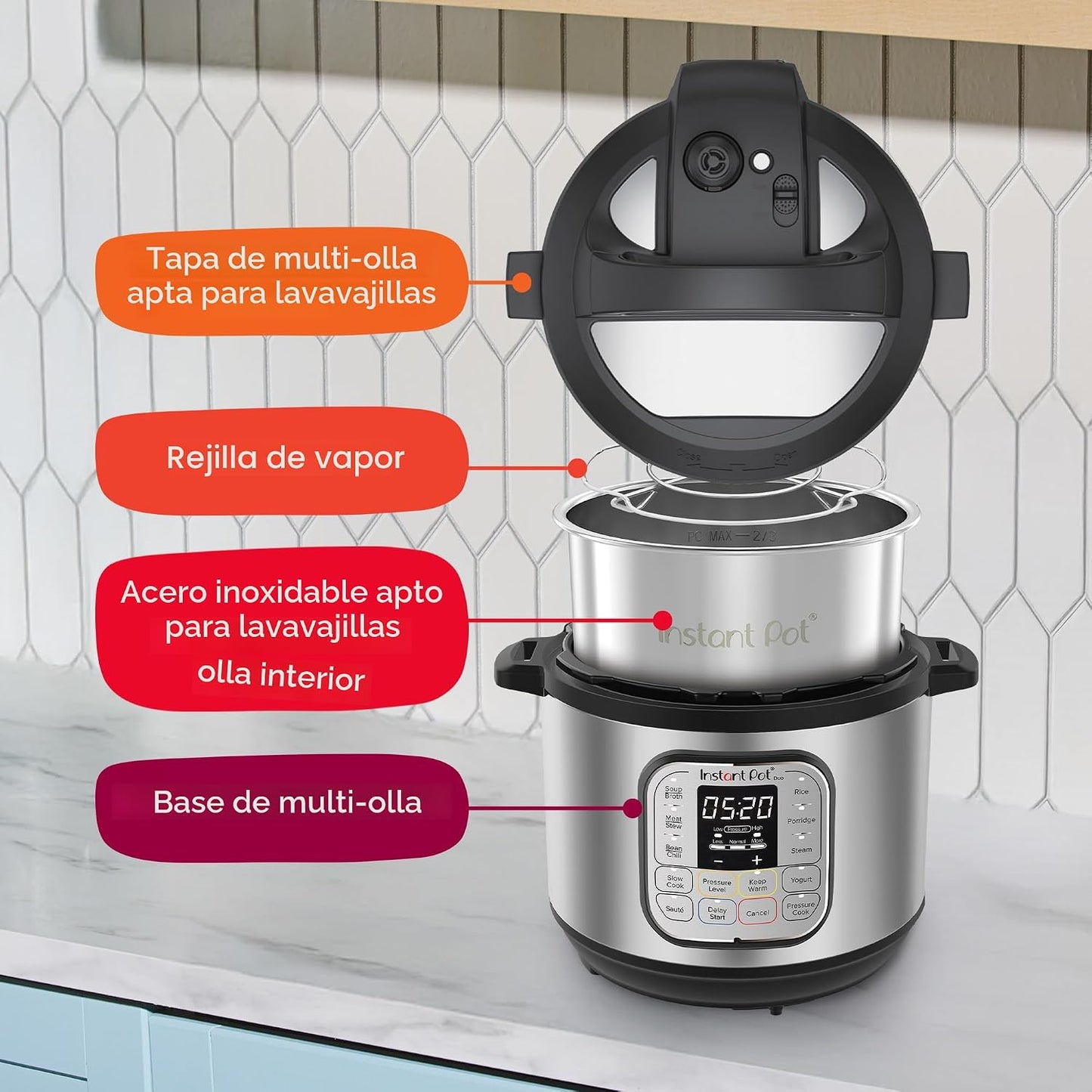 Instant Pot IP-DUO60, 6cuartos\/1000W - Olla a presión multifunción...