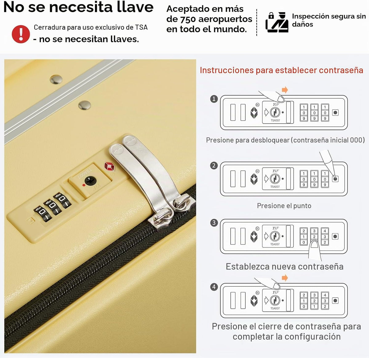 mixi Maleta de equipaje con ruedas giratorias, equipaje de viaje co...