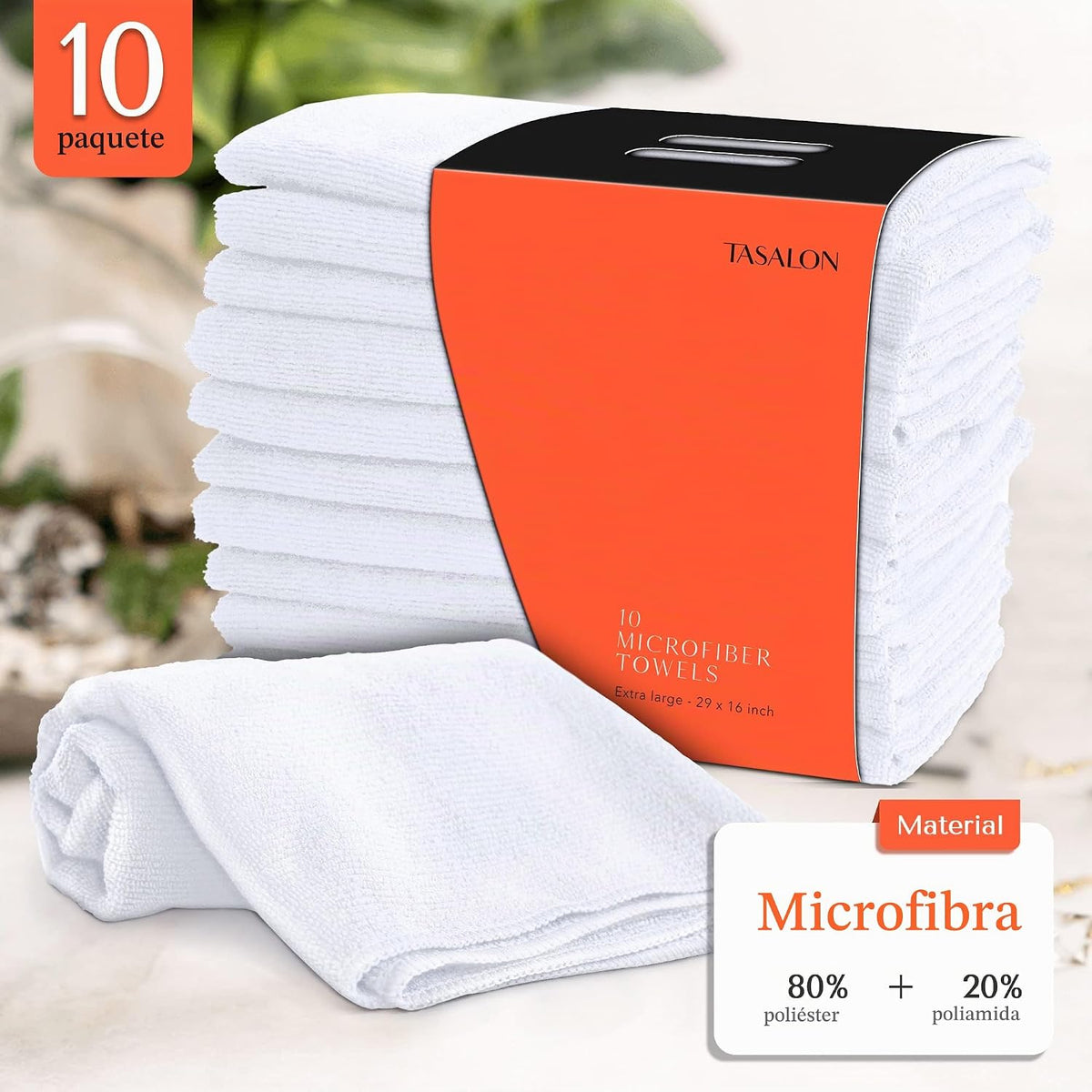 TASALON Paquete de 10 toallas de microfibra para el cabello, 29 x 1...