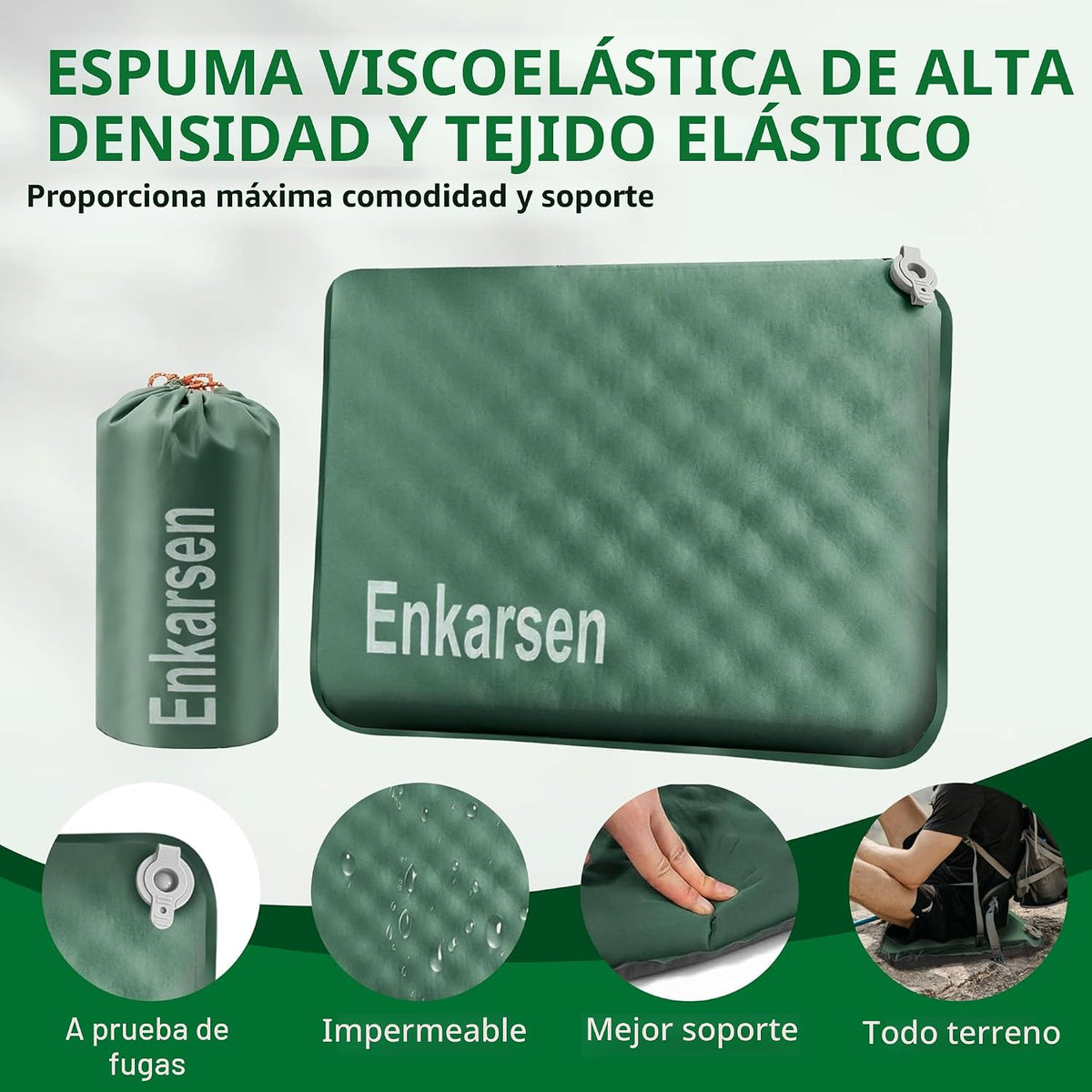 Enkarsen Cojín inflable para asiento de viaje, almohadilla de espum...