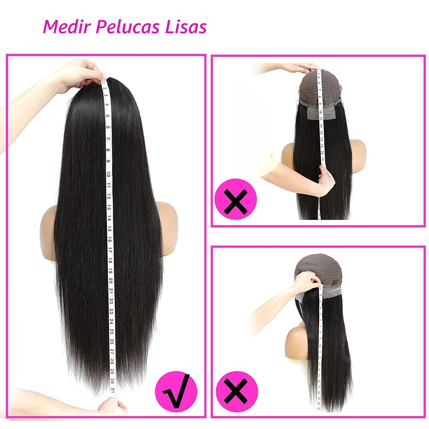 TTSMINS - Pelucas de cabello humano con encaje frontal de 13 x 6 pu...
