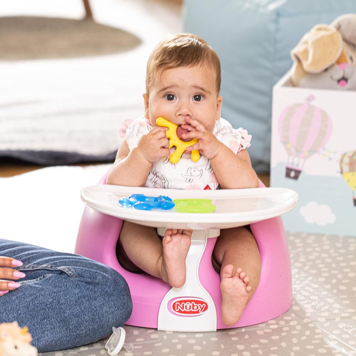 Nuby My Floor Seat - Silla de bebé portátil con cojín de espuma sua...