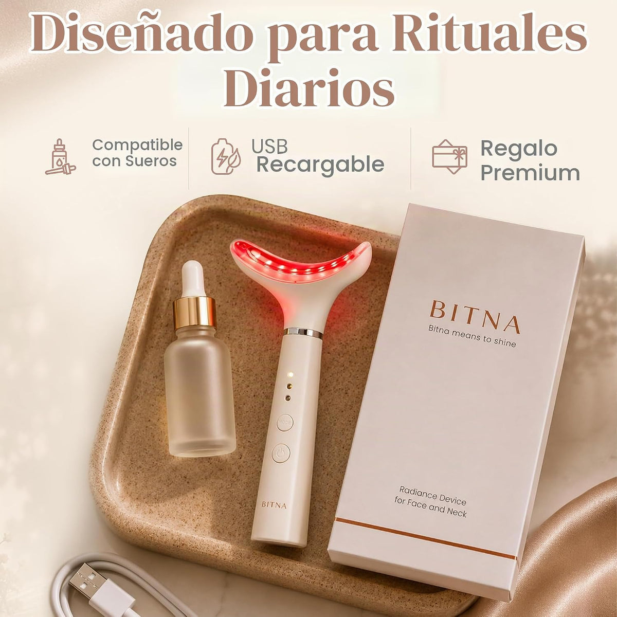 BITNA Masajeador facial con terapia de luz roja para cara y cuello,...