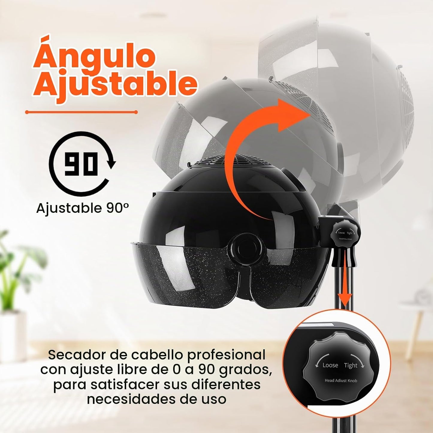 Secador de pelo con capucha con ajustes de tiempo, control táctil,...