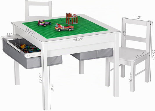 UTEX Juego de mesa de actividades de construcción 2 en 1 de madera...
