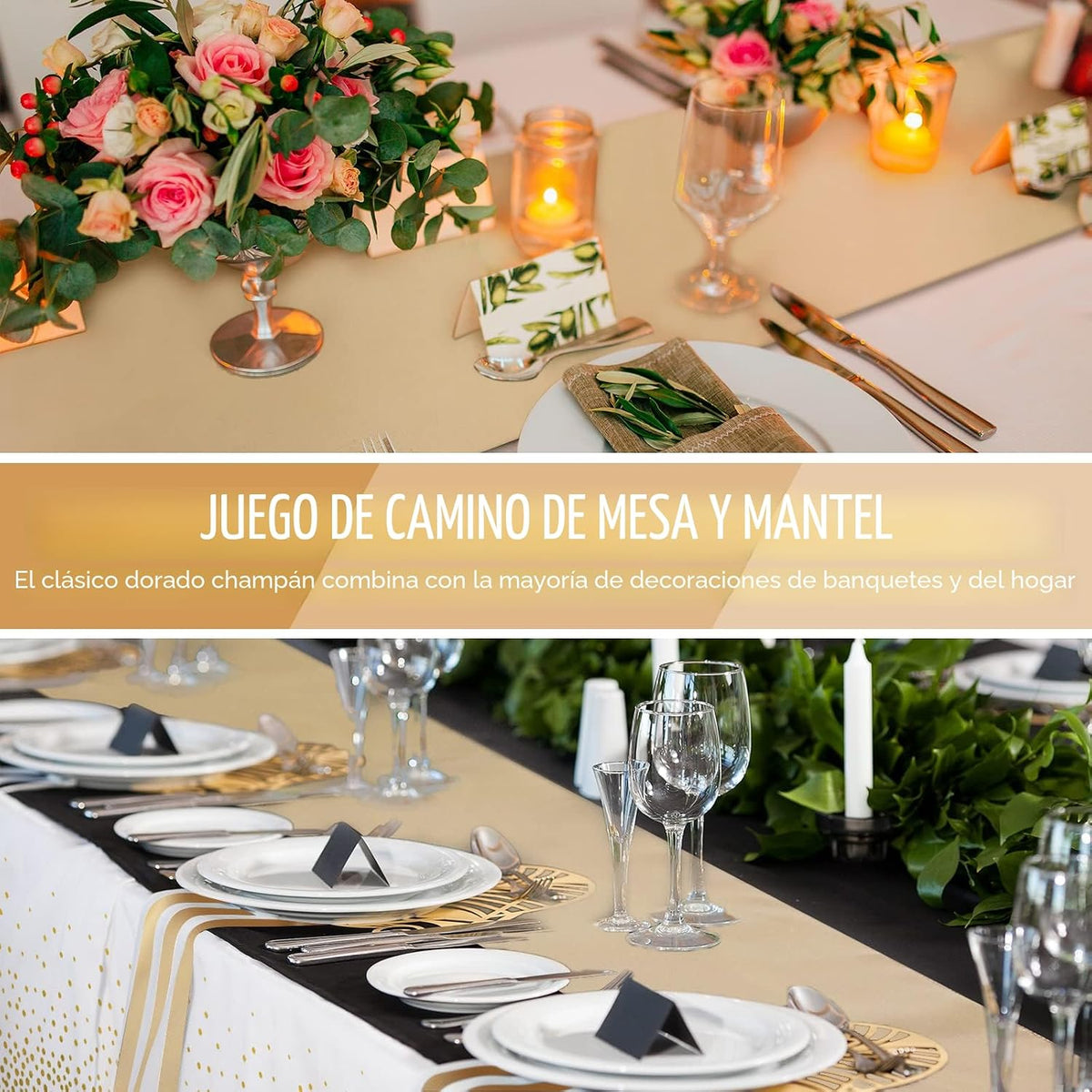 Breling - Juego de 8 manteles desechables de plástico y camino de m...