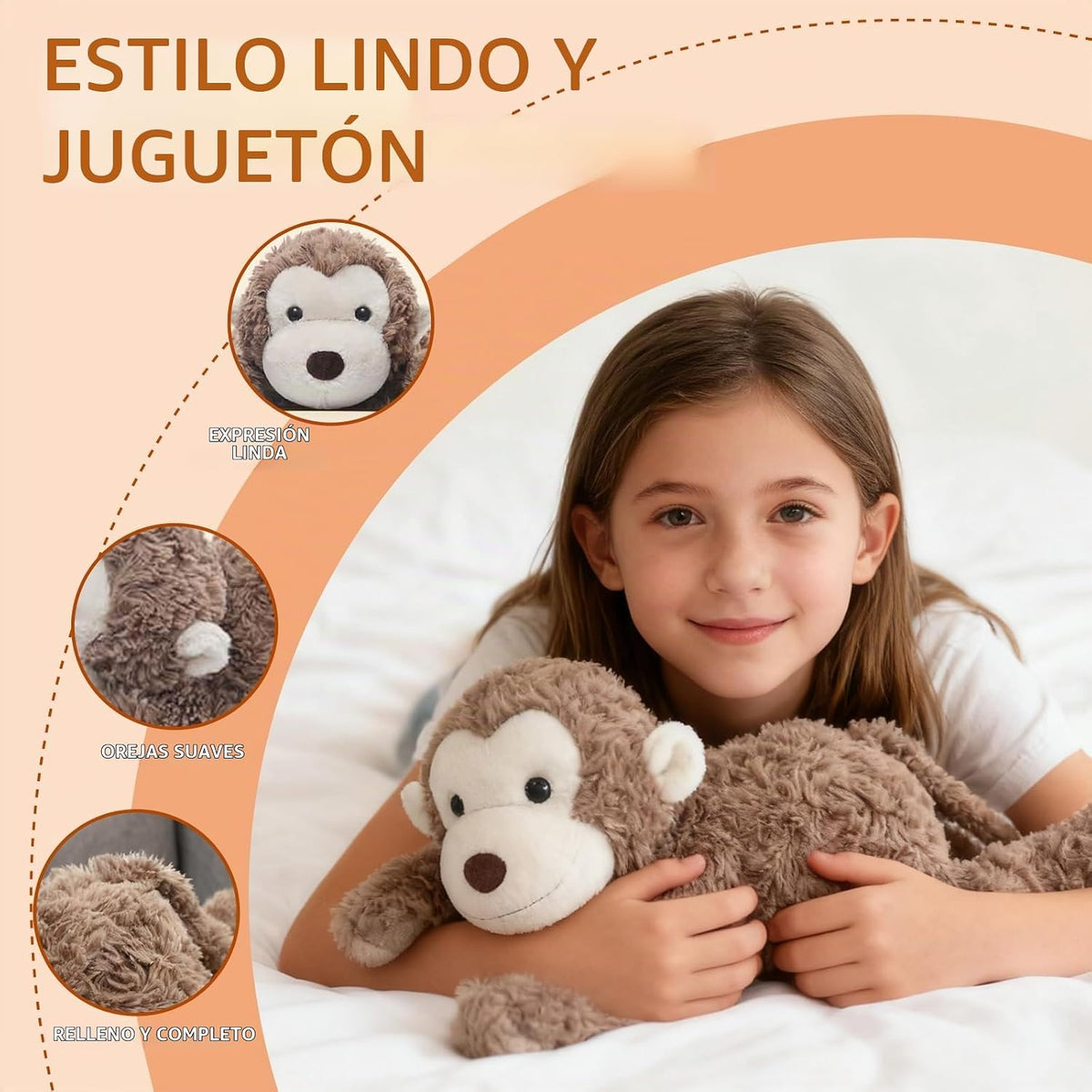 TYOMXA Lindo mono de peluche de 14 pulgadas y 7 onzas, juguete de a...