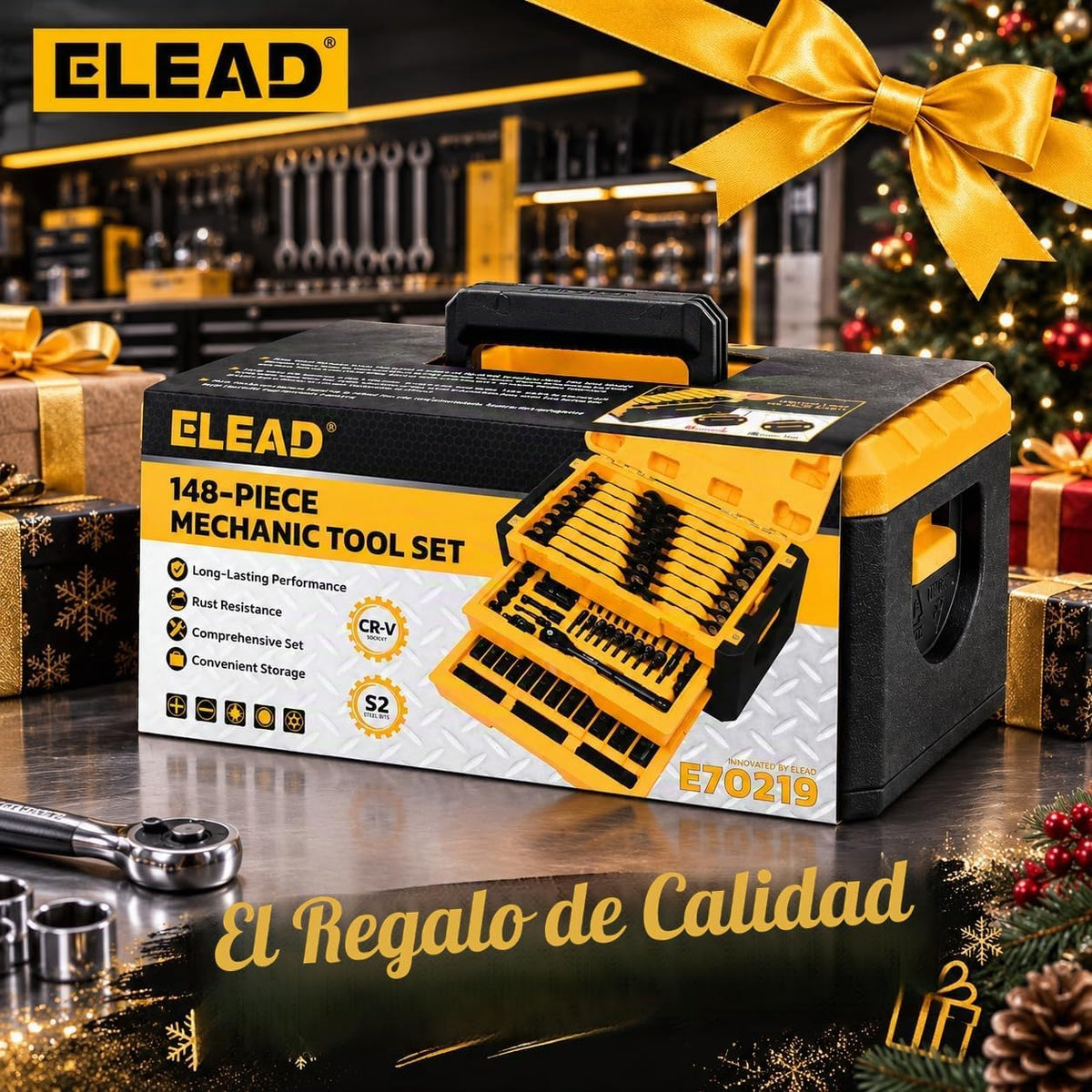 ELEAD Juego de herramientas mecánicas de 148 piezas, SAE\/métricas...
