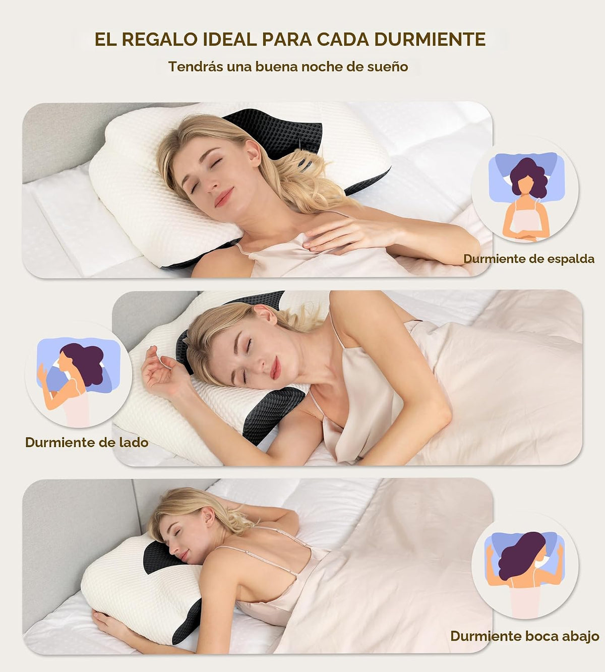 Osteo Almohada cervical para aliviar el dolor de cuello, diseño hue...