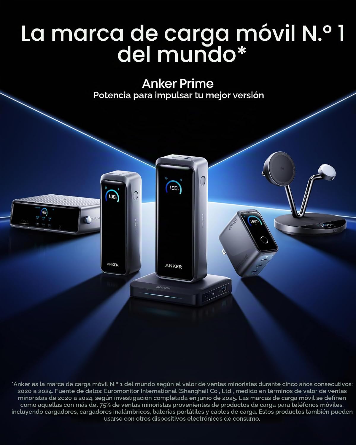 Anker Prime Power Bank, 26,250mAh 300W con base de carga rápida | A...