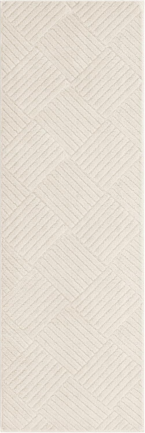 Vaukki Alfombra de pasillo de 2 x 6 pulgadas, suave y geométrica be...