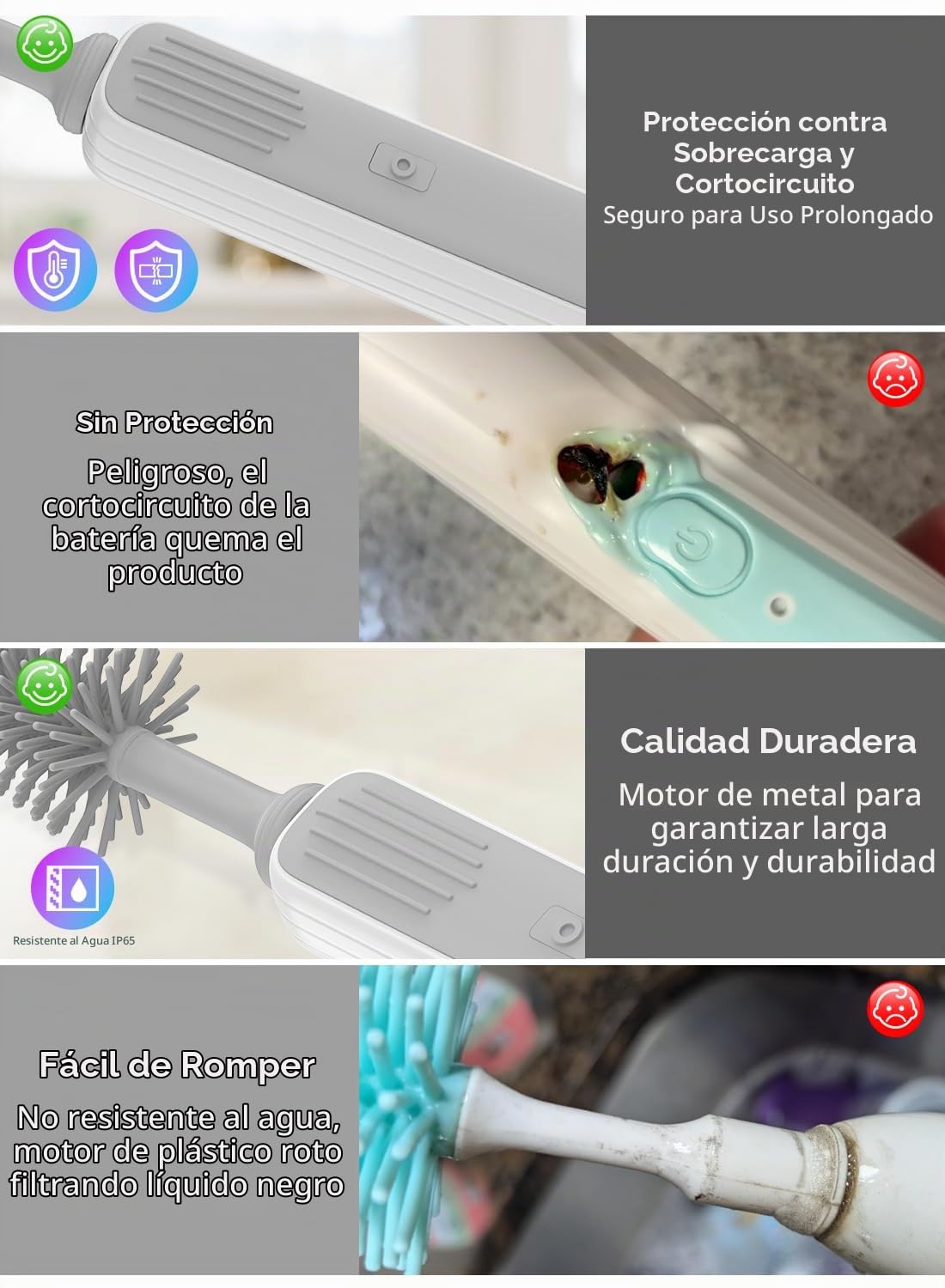 Yasew Limpiador eléctrico de cepillo para botellas, juego de viaje...