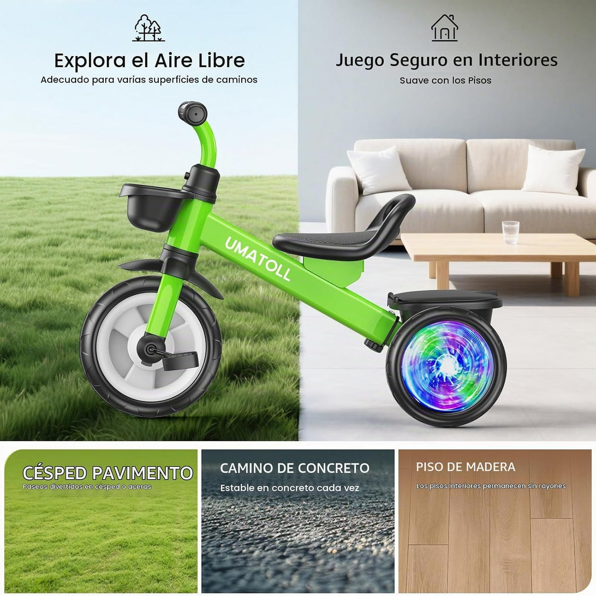 Umatoll Triciclo para niños pequeños de 2 a 5 años, Bicicleta ajust...