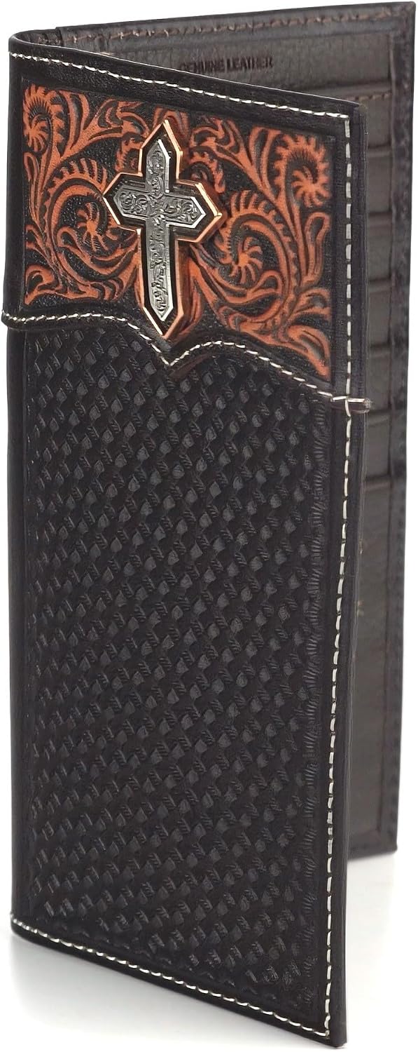 ARIAT Western Wallet Hombres Rodeo Cross Filigrana Marrón Medio A35...