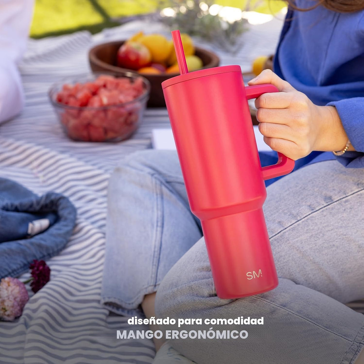 Simple Modern Disney - Vaso de 40 onzas con asa y tapa con pajilla,...