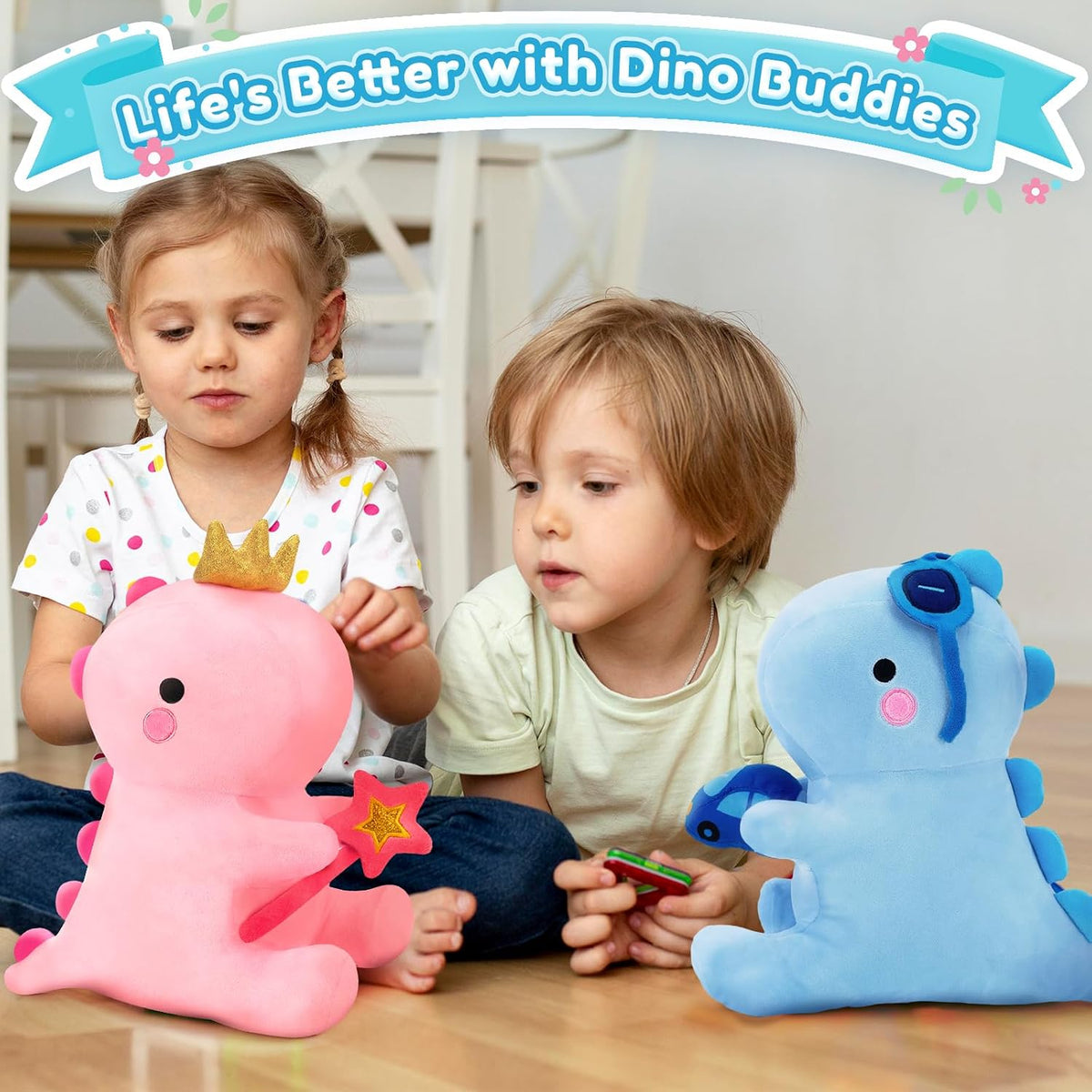SQEQE Animal de peluche de dinosaurio, lindos juguetes de peluche d...