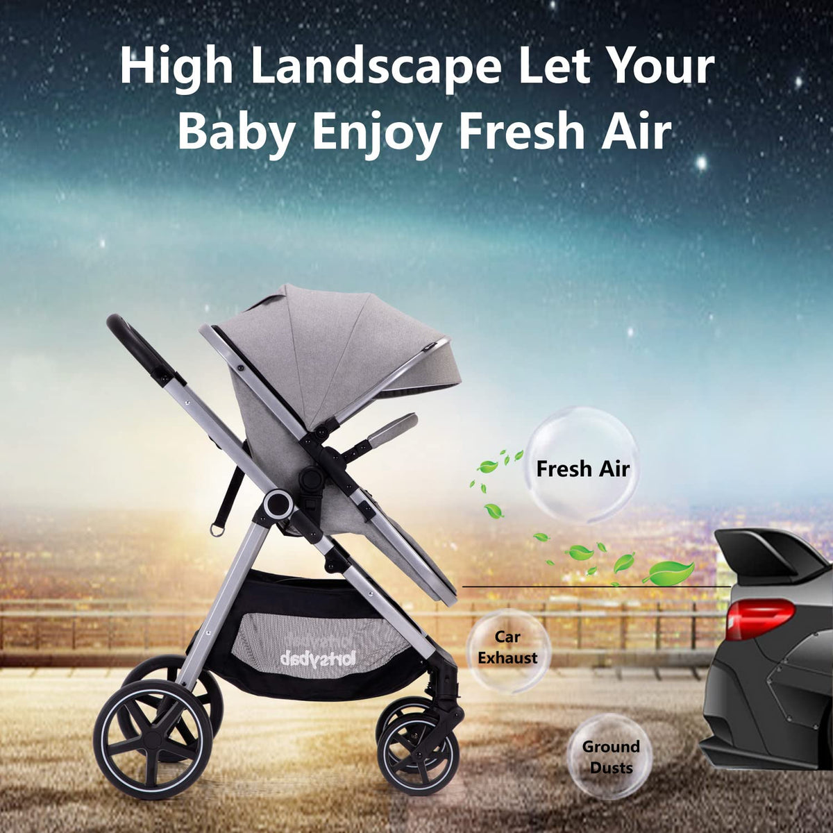 Lortsybab Cochecito de bebé 2 en 1 \u2013 Cochecito plegable para r...