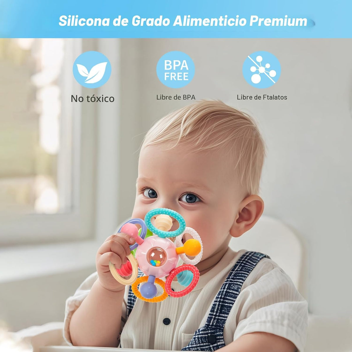 Baby Montessori - Juguete sensorial para dentición, 0-6, 6-12 meses...