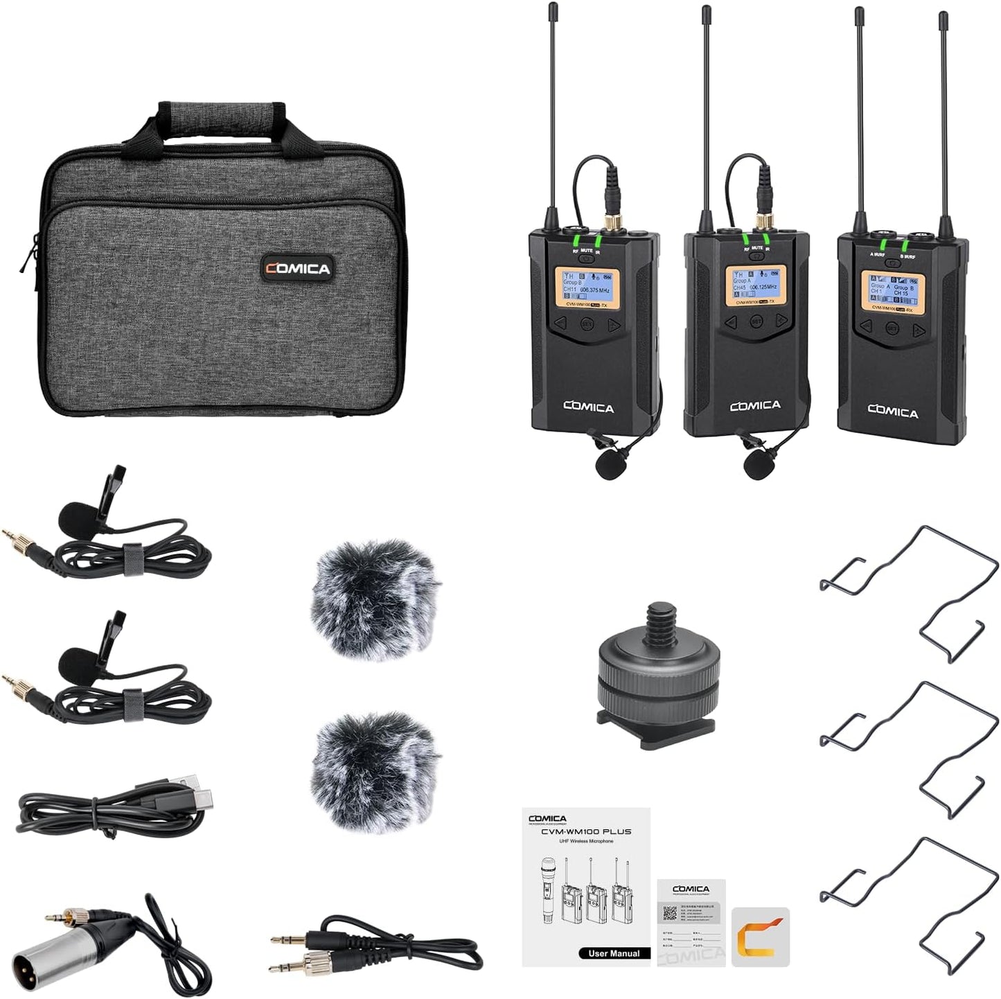 Comica CVM-WM100PLUS - Sistema de micrófono inalámbrico para cámara...