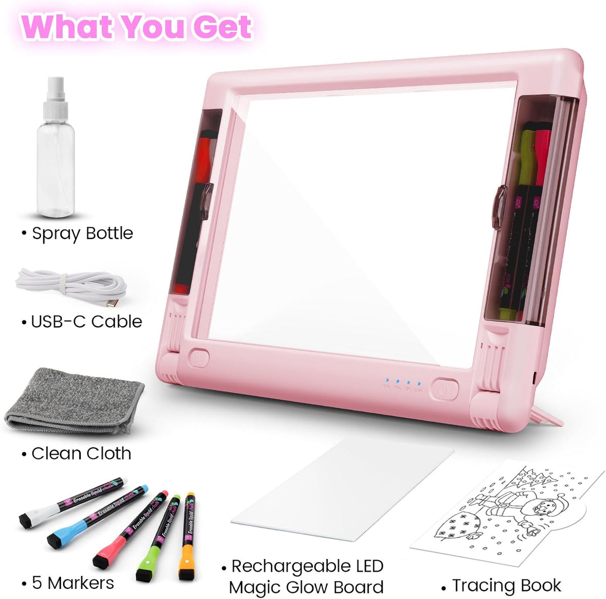 Tablero de dibujo LED recargable, 15 pulgadas, 9 modos de luz de co...
