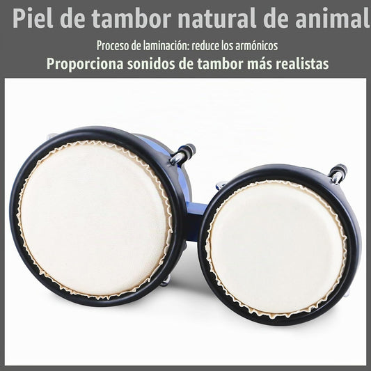 VANPHY Juego de Bongos de Madera para Principiantes Bongo Natural A...