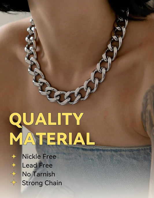 ChainsHouse Cadena de eslabones cubanos para mujer, collar grueso d...