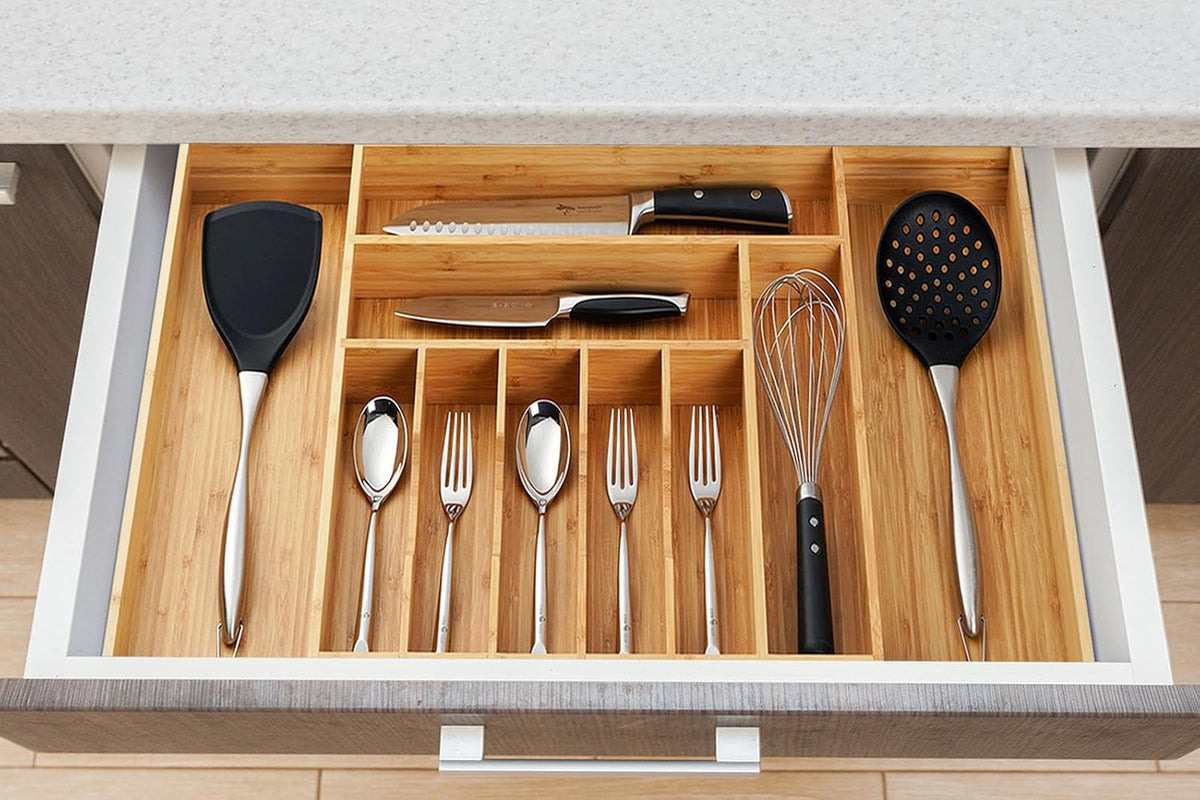 Umilife Organizador de cajones de utensilios de cocina extensible e...