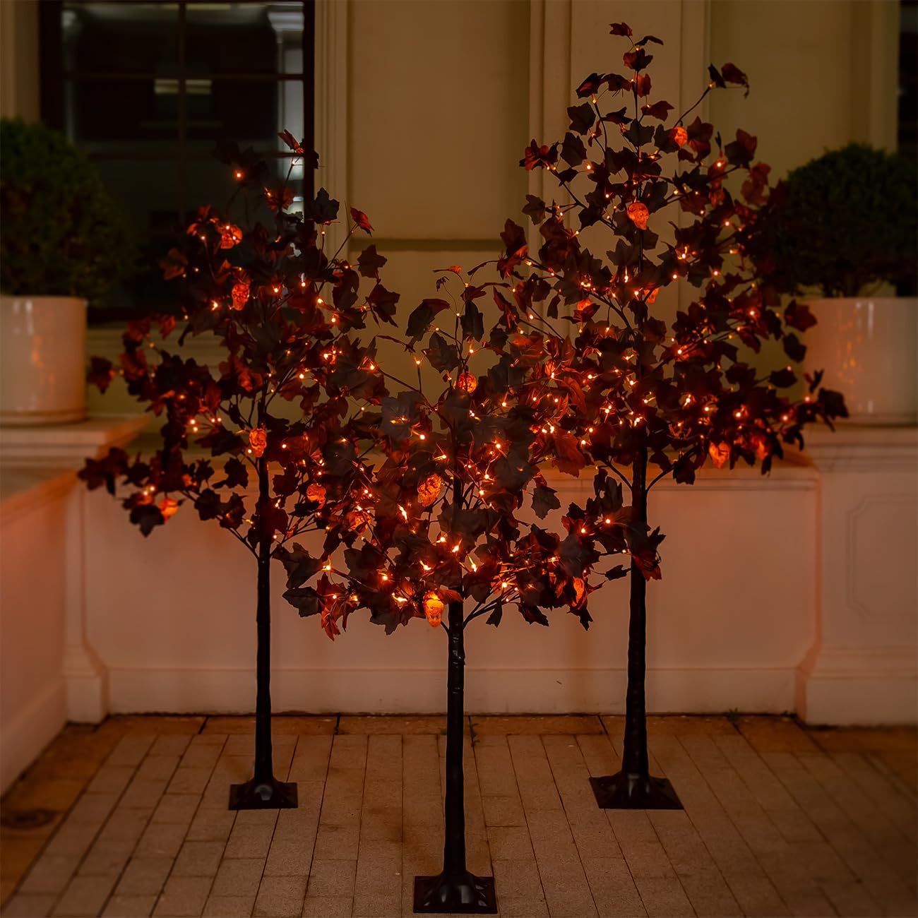 TYBEEU Juego de decoración de Halloween: árboles de arce negro de 4...