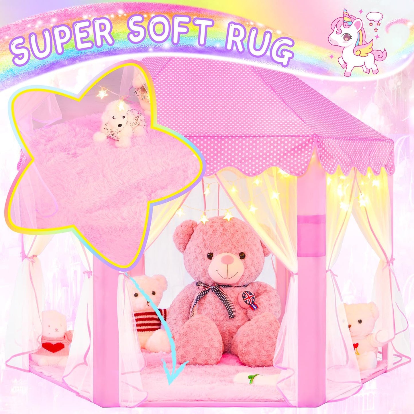 EVOIONOS Tienda de campaña de princesa para niñas, tienda de campañ...
