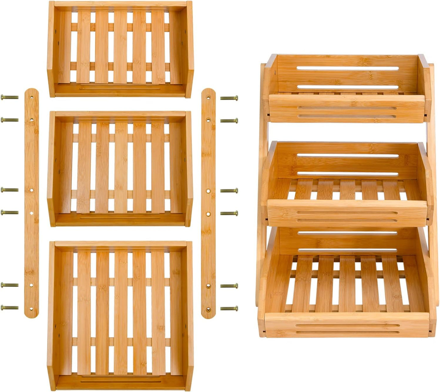VIKEYHOME Cesta de Frutas, Cesta de Bambú de 3 Niveles para Cocina,...